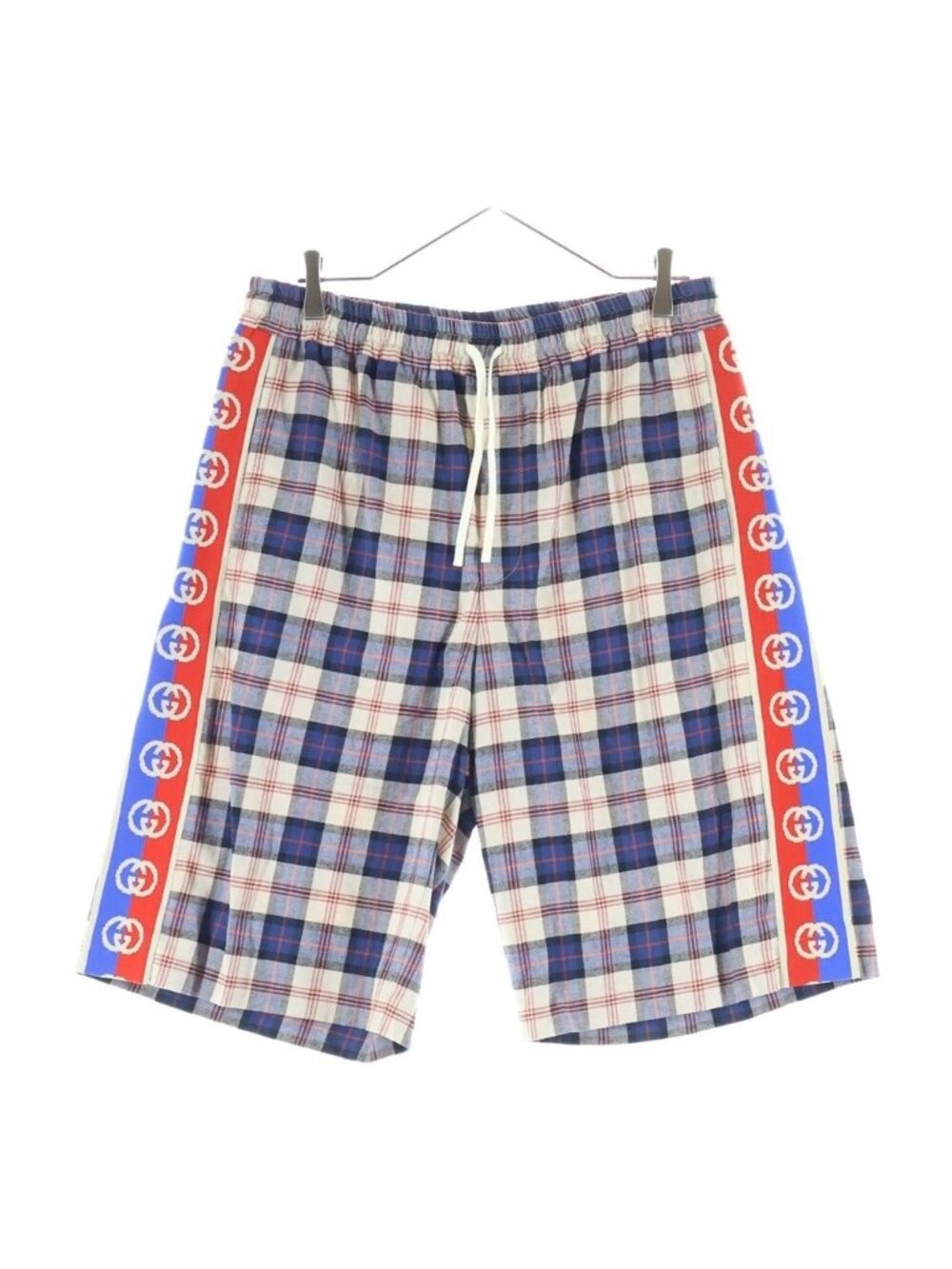 Gucci GG Side Line Plaid Shorts Blue Beige